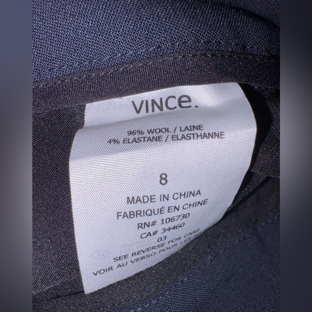 Vince Wool Blend Contrast Panel Slim Ankle Pants Size 8 NWT - Picture 12 of 13